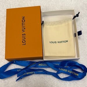 Louis Vuitton Orange Box with Cream Dust Bag and Blue Ribbon